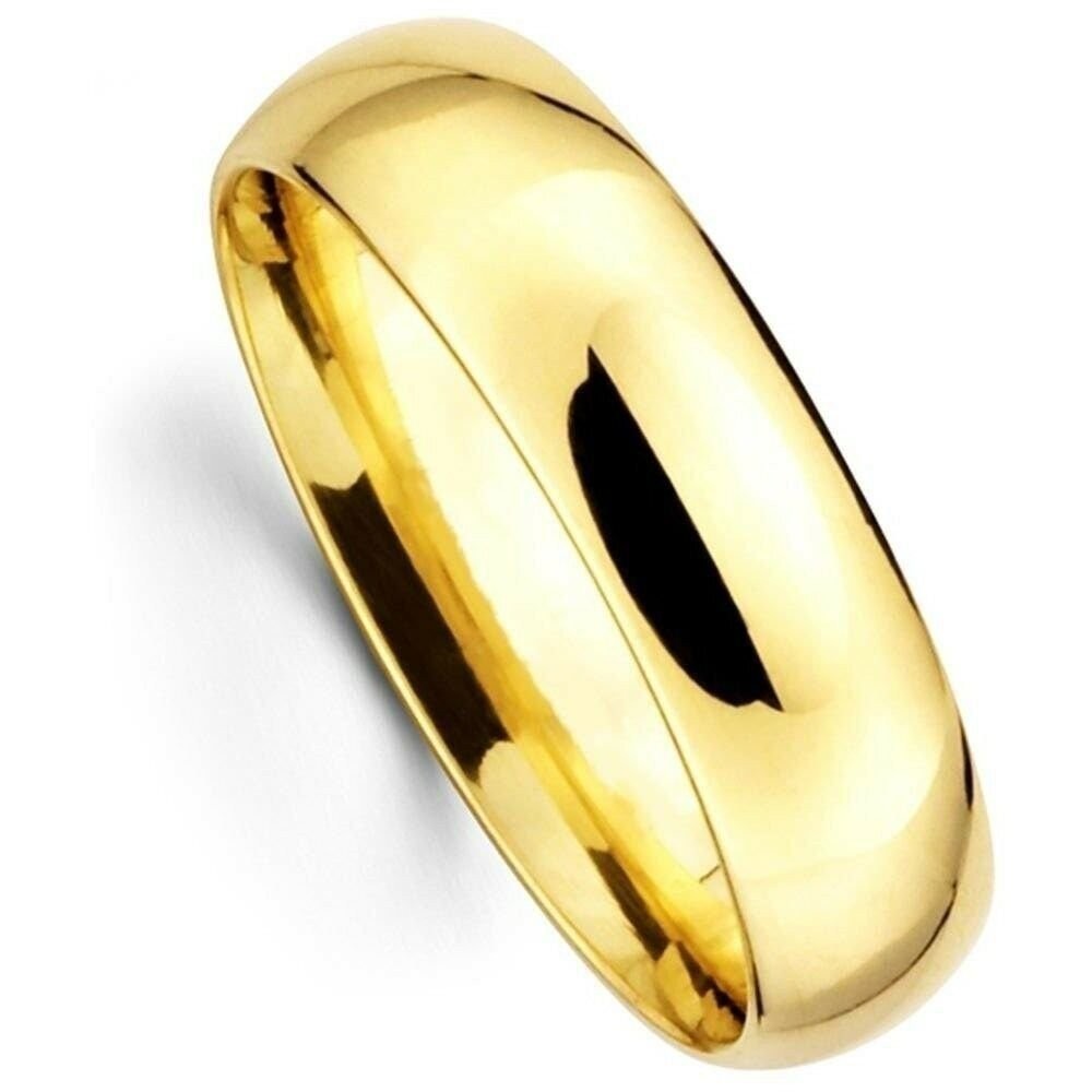 Men's Women's Solid 14K Yellow Gold Plain Wedding Ring Band jewelry 6MM Size 5