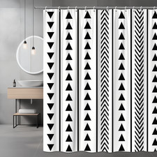Black and White Shower Curtain with Modern Geometric Pattern