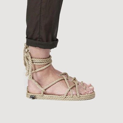NEW Nomadic State of Mind La Isla Rope Sandals Beach 9/9.5 Camel Ankle WrapVegan