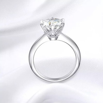 3CTW Round Cut Moissanite Solitaire Womens Engagement Ring 14K White Gold Plated