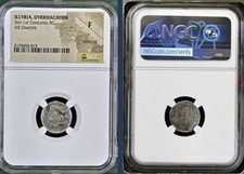 Ancient Greek Illyria Silver Drachm Dyrrhachium 200BC-80BC NGC Graded Fine