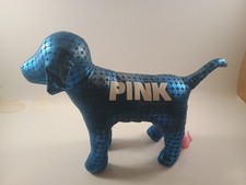 VICTORIA'S SECRET PINK 6" MINI STUFFED METALLIC Blue Dog.