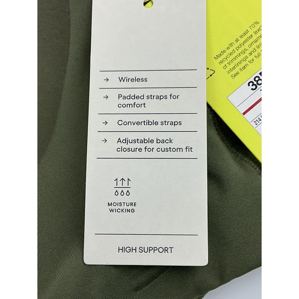 All in Motion Womens High Support Convertible Sports Bra Wireless 38DD Green - Image 4 of 4