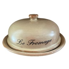 Country Kitchen Rustic Vintage Style Le Fromage Glazed Stoneware Cheese Dome