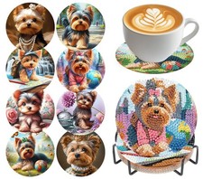 croshom Dogs Diamond Art Coasters Kits, 8 Pieces Puppy Diamond Painting Coast...