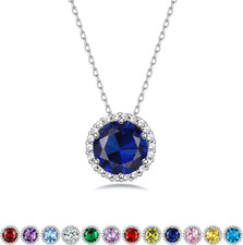 Christmas Gifts for Women Wife Mom, 925 Sterling Silver Birthstone Necklaces for
