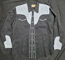 Scully Western Pearl Snap Shirt Black Size Large