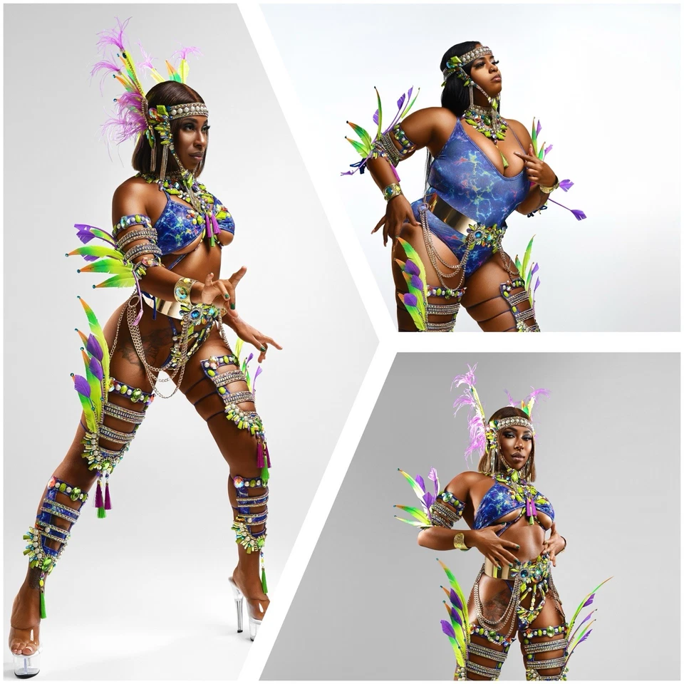 Carnival Feathered Costume Caribbean Carnival Samba Dress Up yellow  - Image 2 of 3