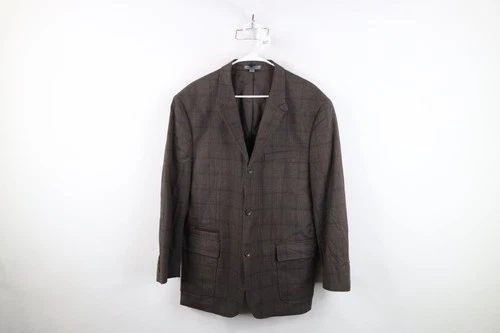 Johnston & Murphy Mens XL 3 Button Suit Coat Blazer Jacket Coat Brown Plaid video thumbnail