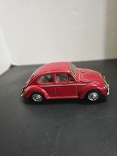 Vintage Volkswagen Beetle Metal Toy Red For Parts or Repair Broken Battery Con.
