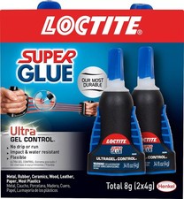 Loctite Super Glue Ultra Gel Control, Clear, 0.14 fl oz Bottle, 2 Pack - Supergl