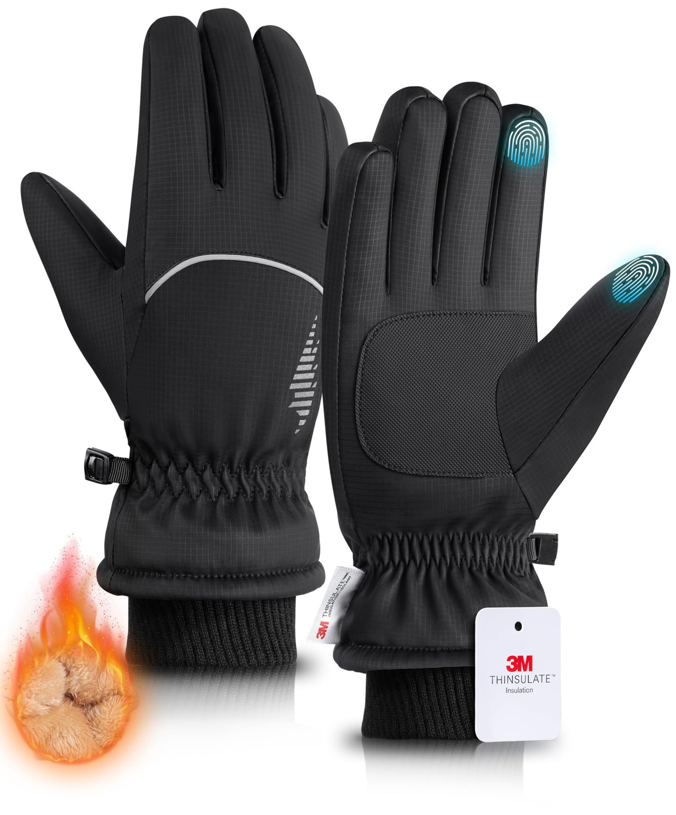 Winter Gloves Women Men, Thermal Ski Gloves for Cold Weather with Warm, Water...-image