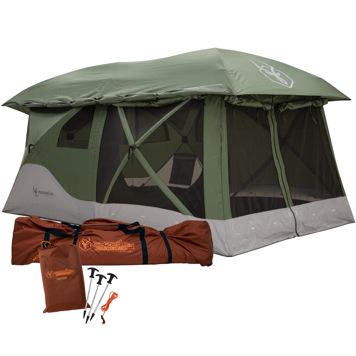 Gazelle Tents™ T4 Tandem Hub Alpine Green Tent- Sedona Orange Bag