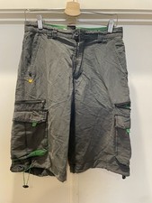 VTG PLUGG Y2K Military Cargo Shorts sz 30 Grunge Loose Green Grey Embroidery