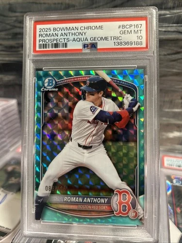 2025 Bowman Chrome Roman Anthony - PSA 10- RARE - Aqua Refractor /125 - Red Sox