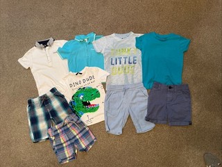 Boys Age 2 3 Summer Clothes Bundle. Shorts T shirt Next Mini Club Blue Zoo