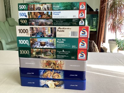 Schmidt Puzzle Konvolut,  6 x 1000 und 3 x 500 Teile, Marchetti, J.Wall u.a.
