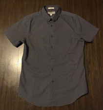 Express Men  s Fitted Short Sleeve Casual Dress Shirt 14-14.5 Small S Black
