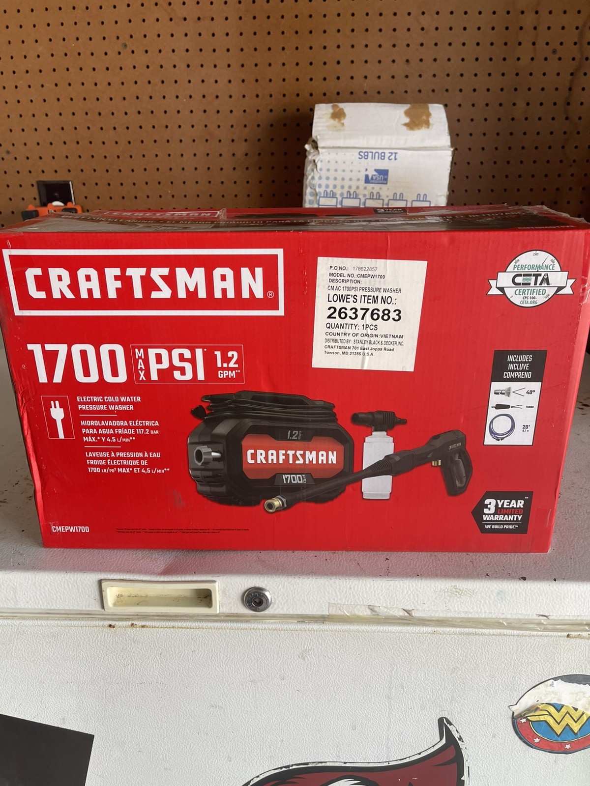 Craftsman CMEPW1700 1,700 Max PSI Electric Compact Cold Water Pressure Washer -