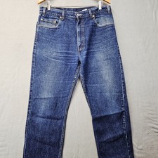 Levis 505 Jeans Mens 36x32 Blue Denim Regular Fit Straight Leg Cotton Zip Fly