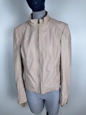 Reiss Women's Leather Jacket Soft Pinc Size M