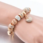 Present Gift Gold Heart Bracelet & Bangle Charm Crystal Jewellery Love Trendy UK