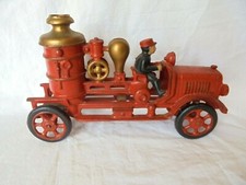 Vintage Cast Iron Fire Engine Pumper Truck Toy Held Together with Rivets