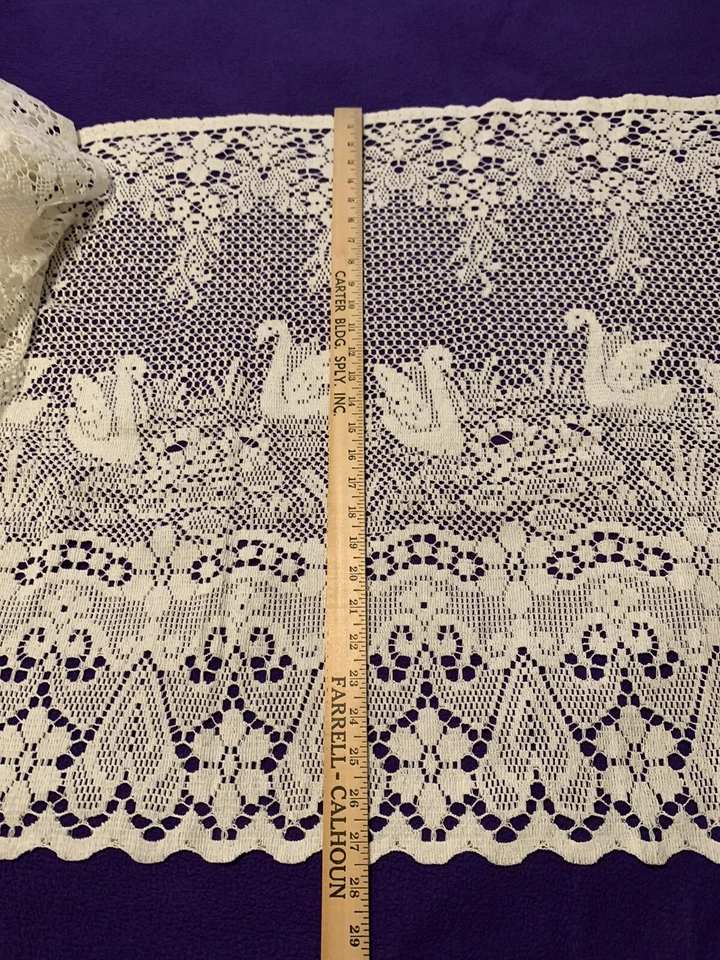❤️欧洲天鹅奶油花边咖啡窗窗帘织物27.5英寸X104英寸 — 第 3/4 张图片