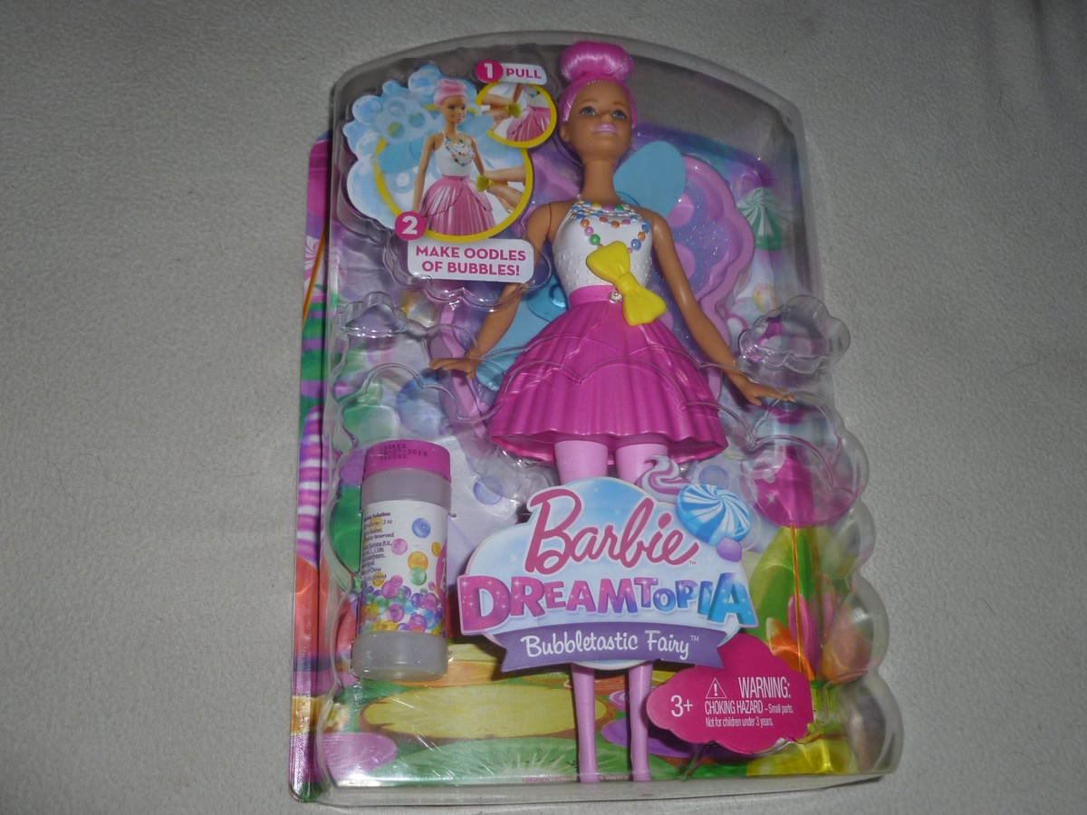 Barbie Dreamtopia Bubbletastic Fairy Doll Wings Blow Bubbles