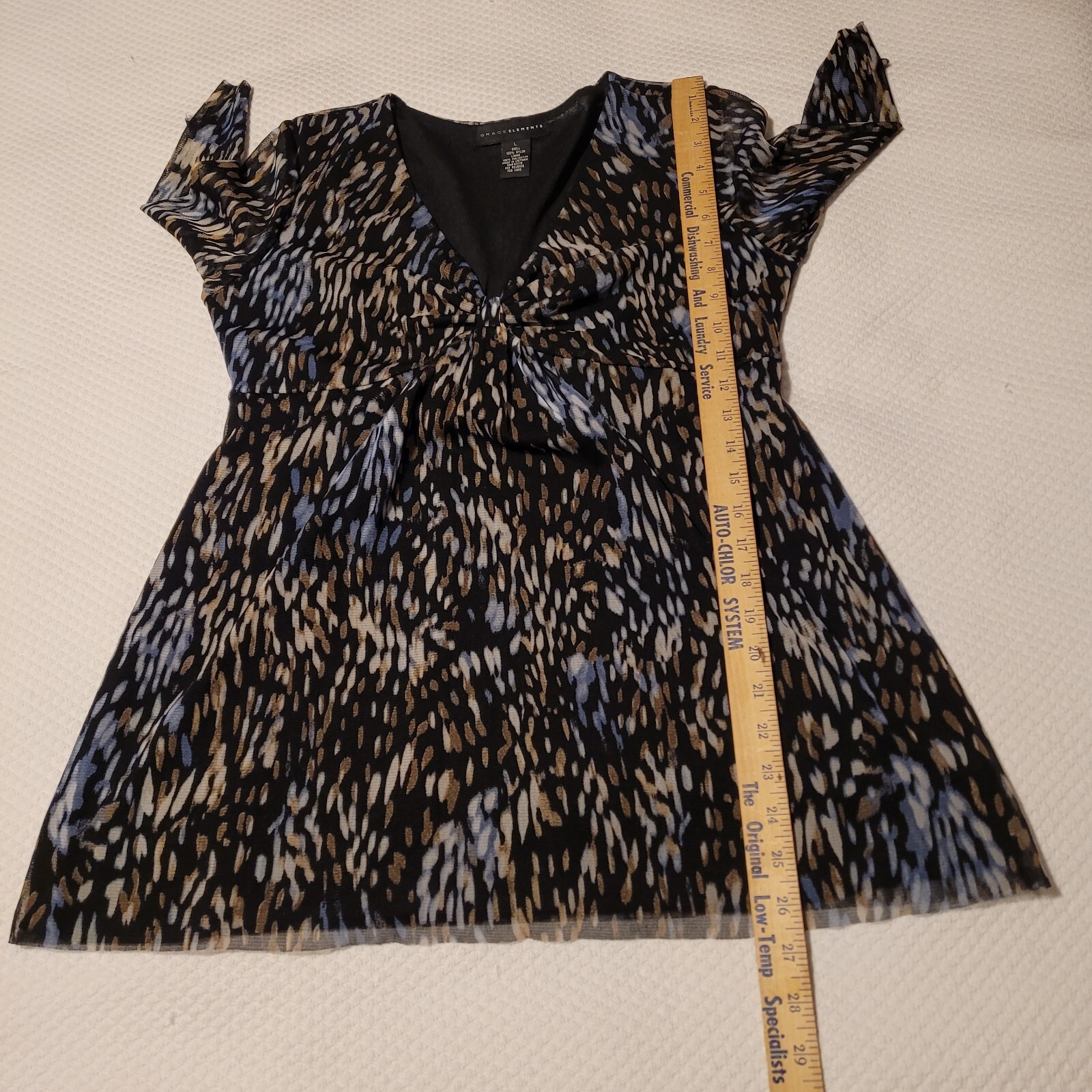 Grace Elements White Dark Blue Splatter Design V … - image 6