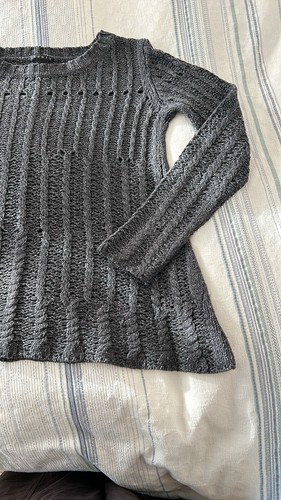 THEORY raw silk crocheted sweater gray size small - Picture 10 of 12