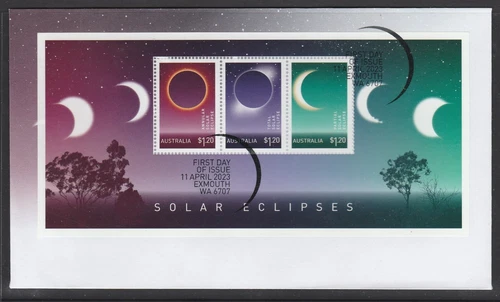 AUSTRALIA 2023 - SOLAR ECLIPSES Minisheet , Block v f Used on FDC -