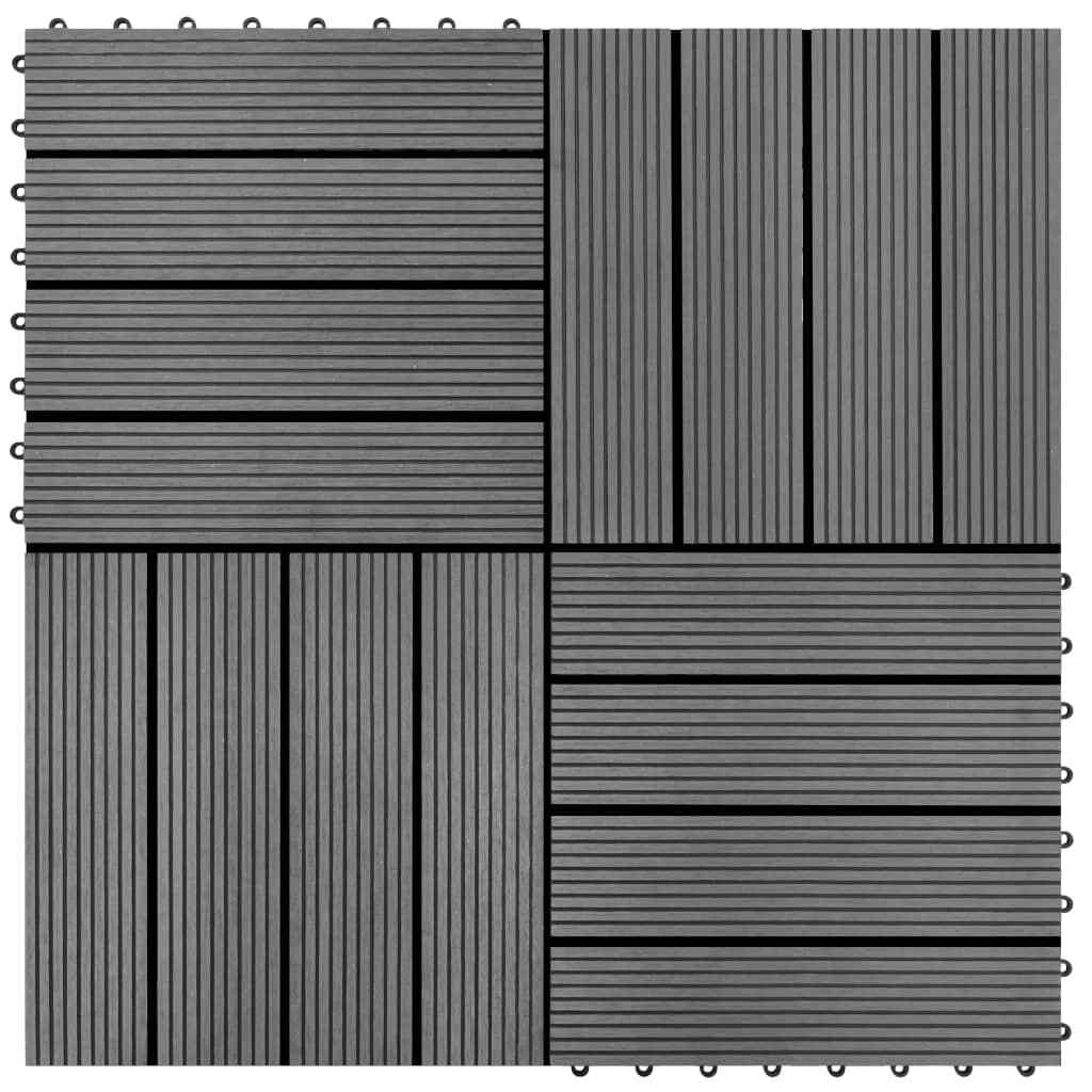 Carreaux de terrasse WPC 30x30 cm gris composite 11 pcs revêtement sol de jardin