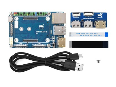 CM4-IO-BASE-B + USB HDMI Adapter for Raspberry Pi Compute Module 4 Waveshare