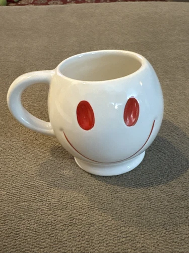 Vintage McCoy Pottery Happy Smiley Face Mug White Ceramic (JL)