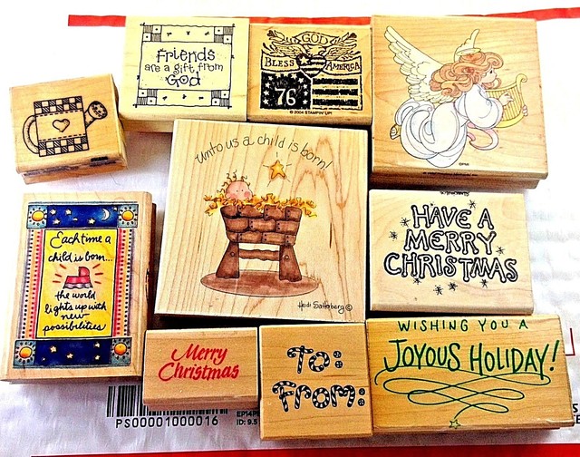 Country Merry Christmas Rubber Stamps Christian Lot Baby Jesus Manger