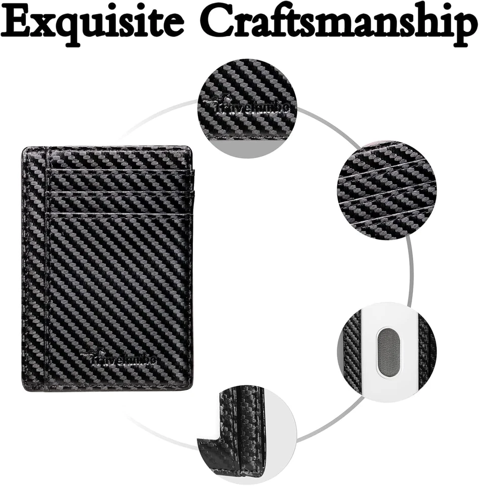 Cartera minimalista de cuero con bolsillo frontal y bloqueo RFID - Image 4 of 4