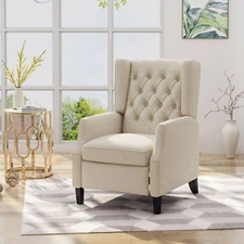 Contemporary Fabric Tufted Wingback Pushback Recliner