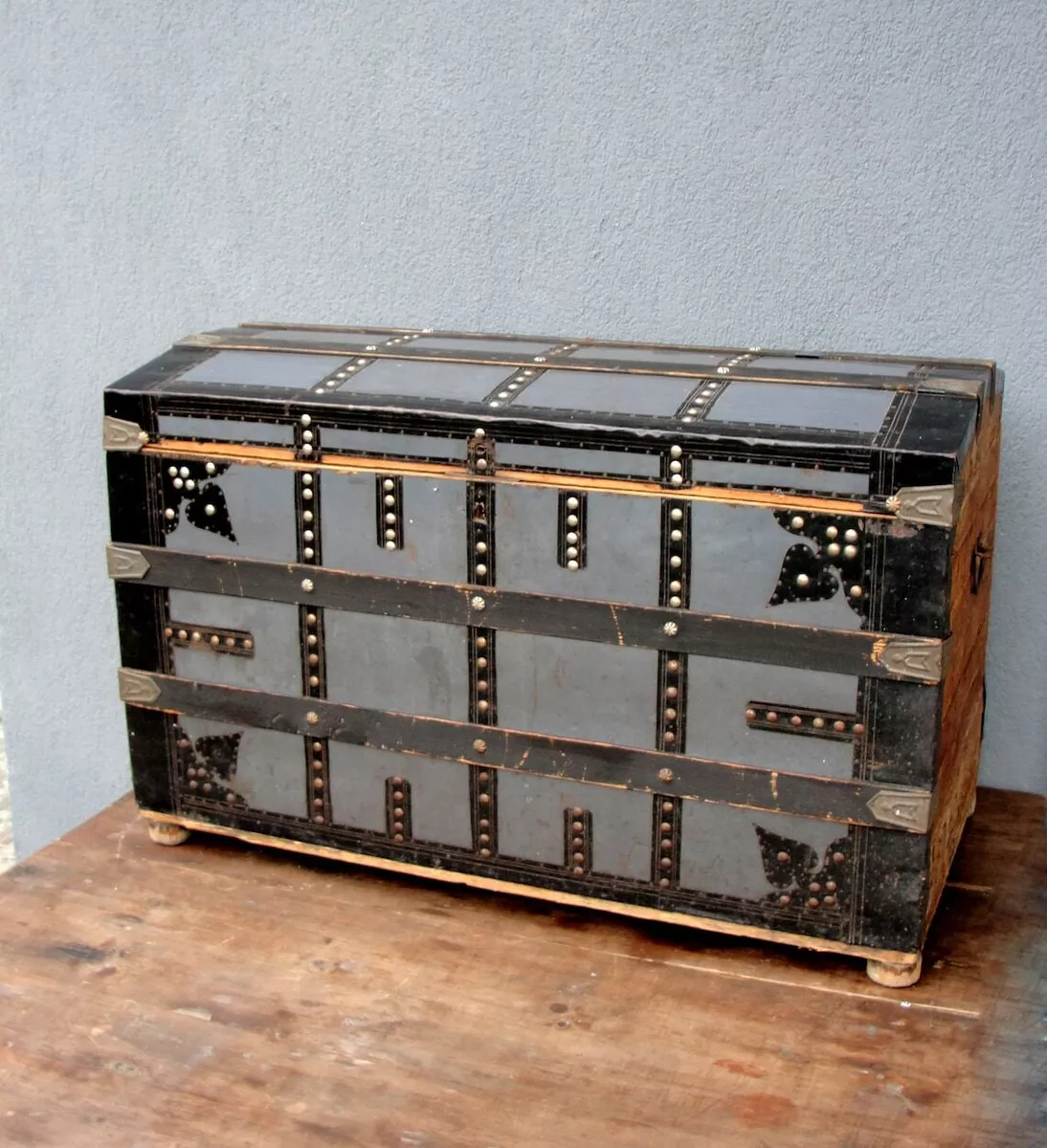 Vintage Wooden Chest Trunk Footlocker 1940 s eBay