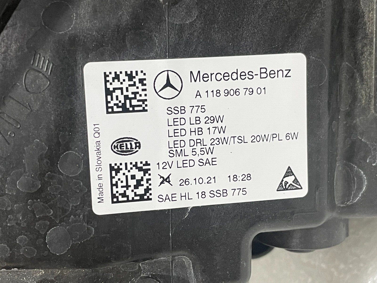 2020 - 2022 MERCEDES-BENZ W118 CLA-CLASS LEFT LED HEADLIGHT BARE  