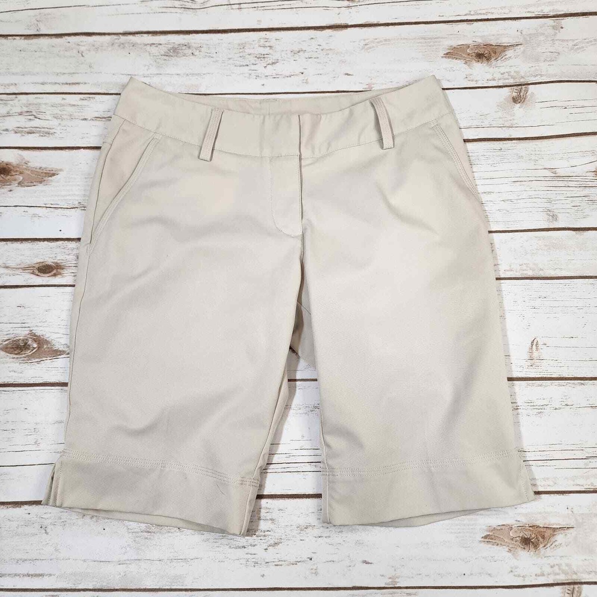 Adidas Climalite cream colored bermuda performance golf shorts