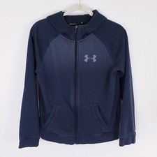 Under Armour Front Zipper Hoodie Navy Blue Youth Size L Longsleeve