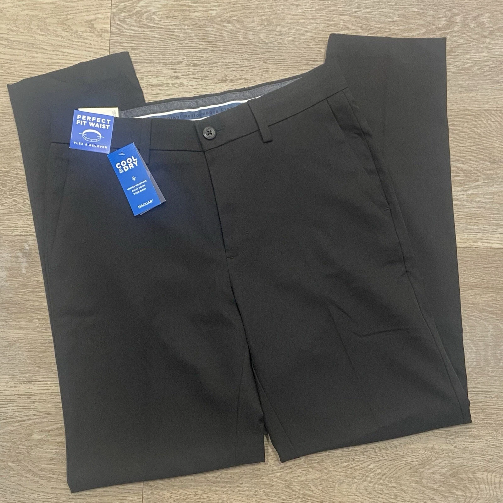 NEW Mens Haggar Dress Slacks Black Slim Fit 30x29 NWT