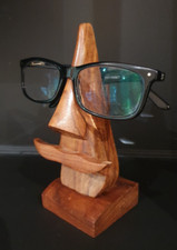 Wooden Eyeglass Holder Spectacles Hand Carved Nose Display Stand Retro Style