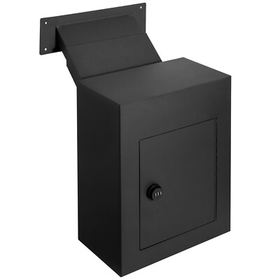 Through The Wall Drop Box 13x7x17'' Mailbox with Combination Lock Black