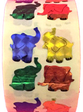 400 Elephant Stickers in roll of 100 modules 2 "x 2", each sticker 1.25", RP1414
