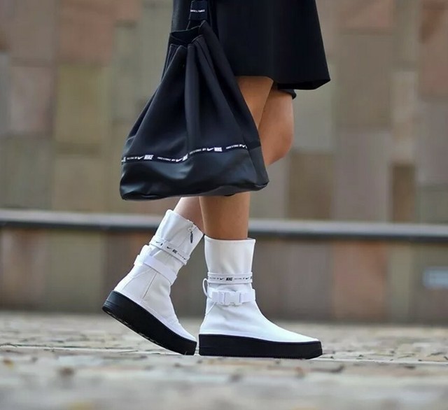 NEW Nike Air Force 1 Sage High White Black Boots AF1 Womens 5.5 for sale online