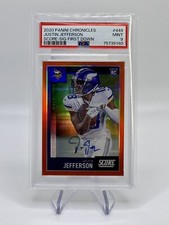 2020 Panini Chronicles Score Justin Jefferson RC Auto First Down /10 POP 1