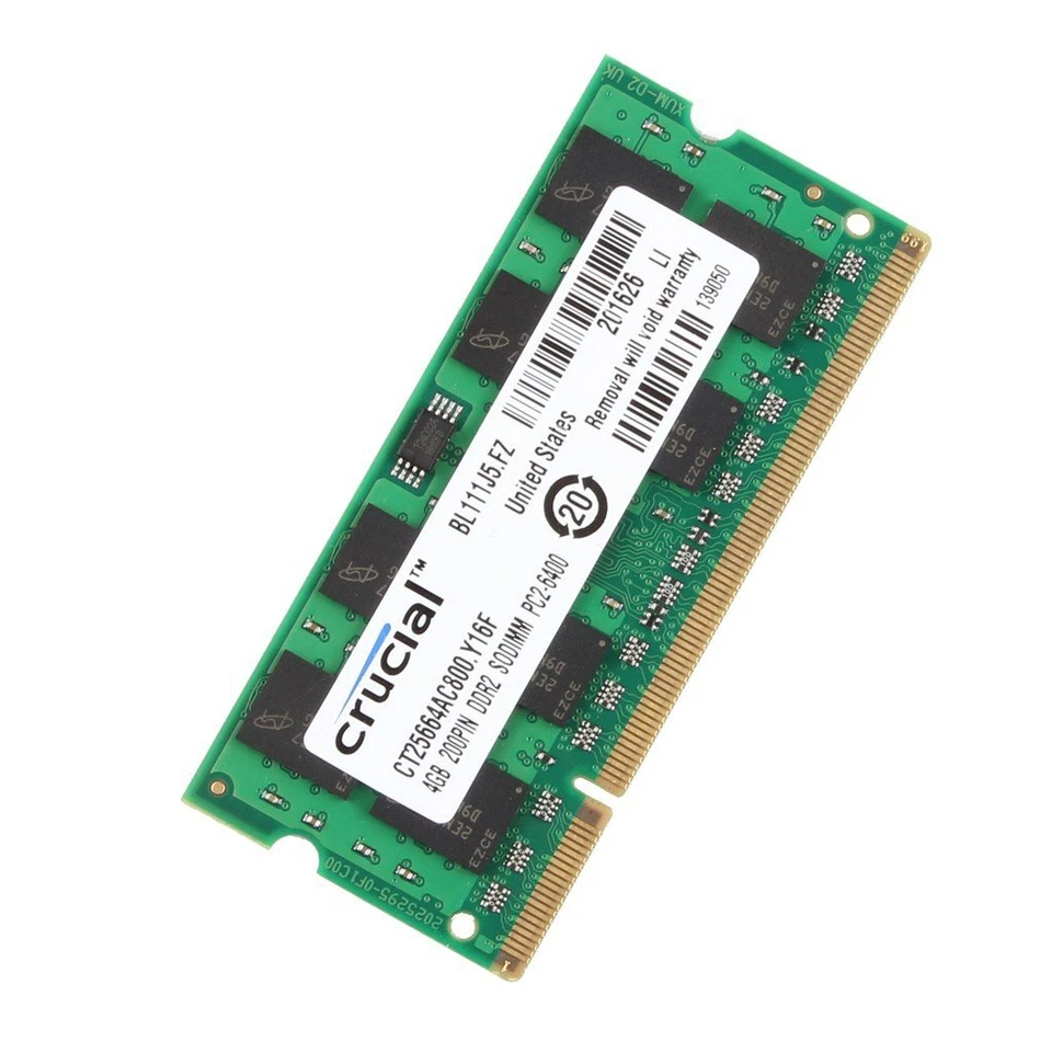 16GB 8GB 4GB 2GB DDR2 667 800MHz SODIMM 1.8V Laptop RAM Per Crucial Micron IT - Imagen 2 de 4