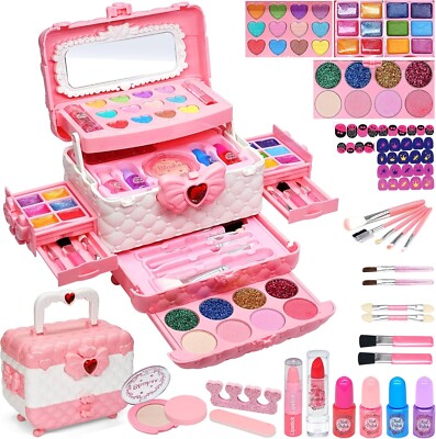 Toys for 3 4 5 6 7 Year Old Girls Kids Makeup Kit For Girl Cosmetic Bag Pink New
